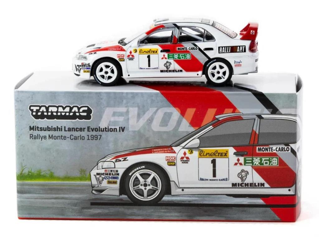 Tarmac Works 1/64 Mitsubishi Lancer Evolution IV 1997 Monte Carlo Rally Tarmac Works Tommi Mäkinen/Seppo Harjanne