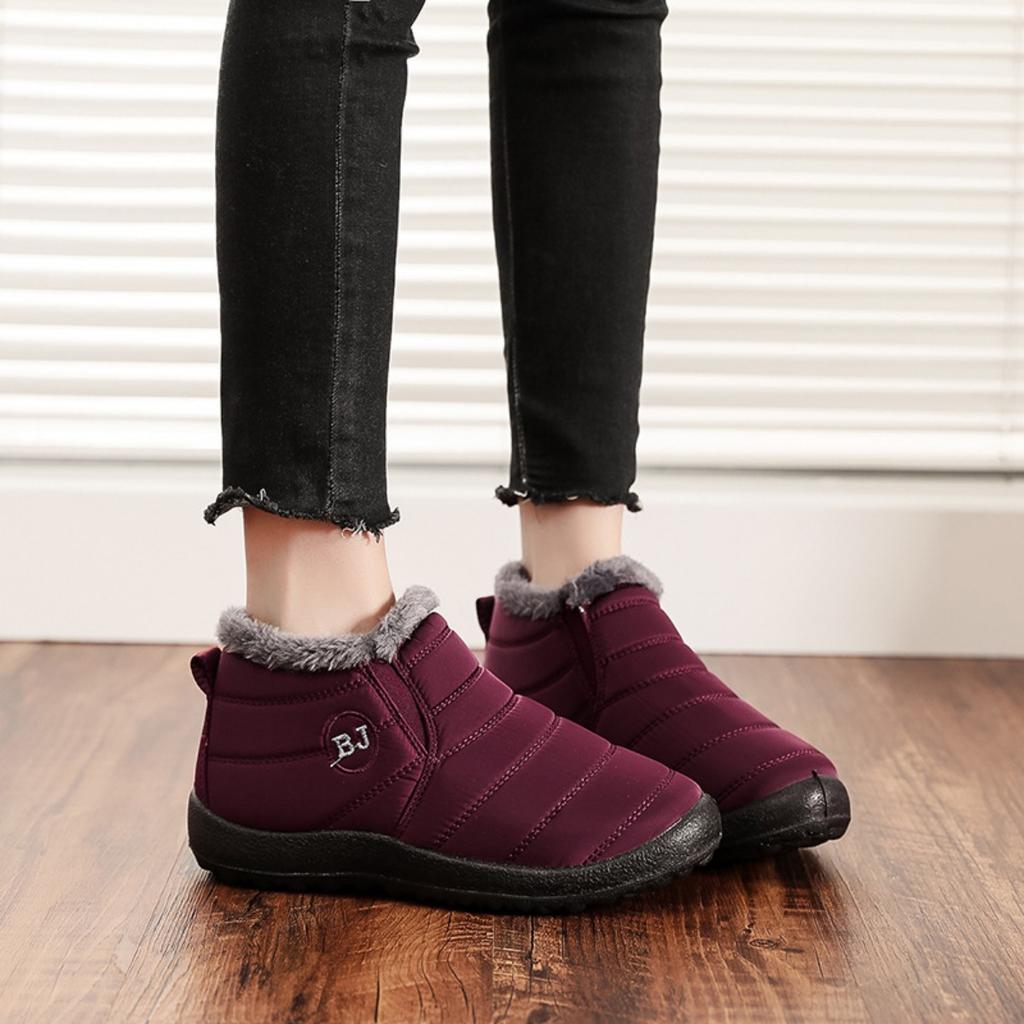 Large Size Cotton Shoes for Women In Winter with Added Fleece and Thickened Snow Boots for Women, Unisex Low Cut Warm Cotton Boots