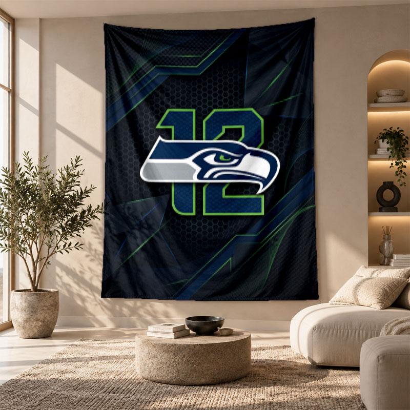 Decorative Tapestry,Seattle Seahawks Printed Wall Art, Lightweight Wall Hanging For Bedroom Background