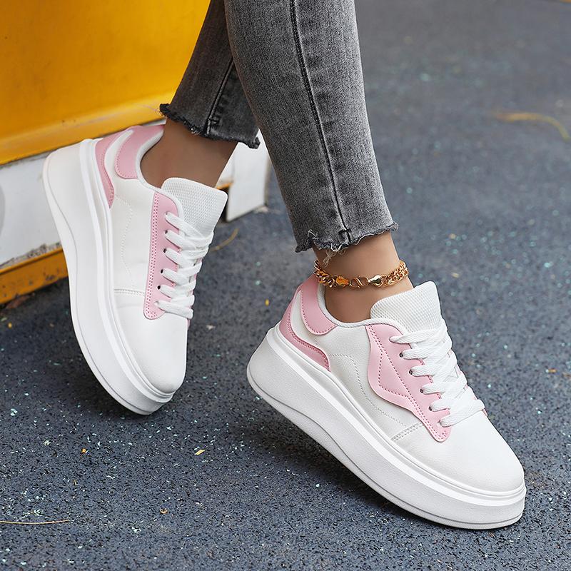 Fashion Fashion Women Vulcanize Platform Casual Sneakers Feamle Flats Leather Breathable Running Walking Shoes Chunky Sports Tennis Shoe