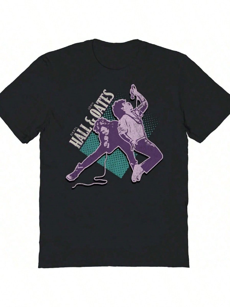 

Hall & Oates Retro Print Dancing Adult Short Sleeve T Shirt 80s Pop Music Duo Vintage Style Graphic Tees XXXXXL