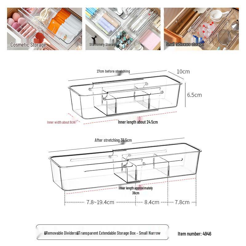 "Japanese-Style Retractable Drawer Organizer with Partitions"