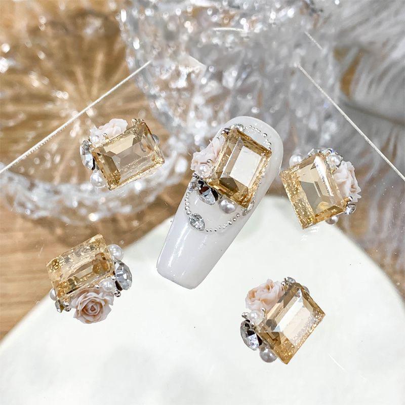 

5Pcs Nail Art Right Angle Rose Jewelry Drill Ice Cube Drill Irregular Multi-Faceted Nail Art Decoration Diy Tool Accessories шампанського