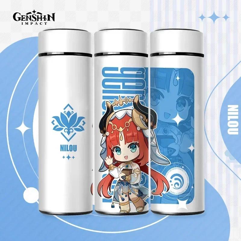 500ml Genshin Impact Thermo Bottle Stainless Steel Kawaii Anime Insulated Cup Water Zhongli Temperature Display Thermos Bottle