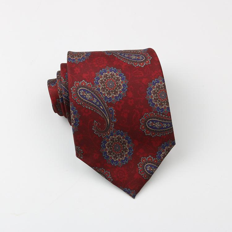 High-End Pattern Tie Men'S Printed Burgundy Imitation Silk Business Banquet Wedding Groom Hand Tie Cashew Fruit Hand Style