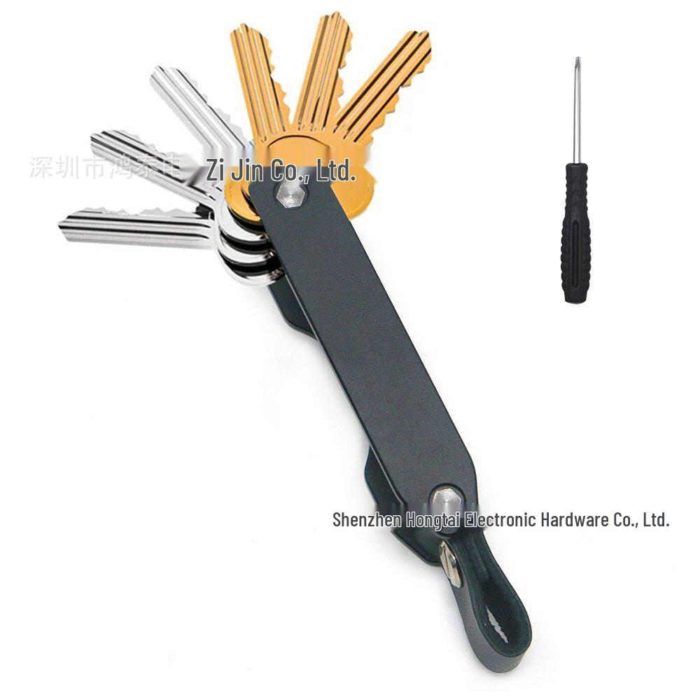 Aluminum Keychain Organizer with Airtag Tracker and Outdoor Storage Buckle