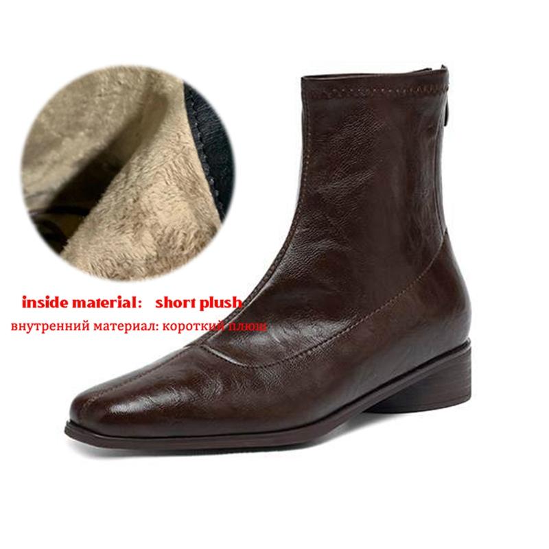 

Krazing Pot Microfiber Winter Square Toe Modern Size 33 Boots Size 43 Metal Rivets Med Heels Zipper Women Ankle Boots 43