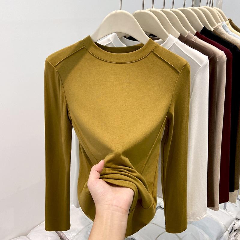 Fleece thickened small stand-up neck bottoming shirt women's spring angora red inner long-sleeved shirt high-end top