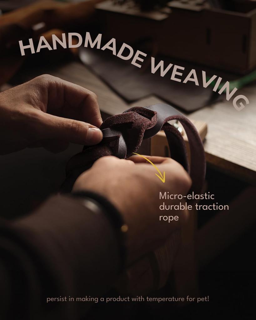 Leather Dog Leash, Heavy Duty Genuine Leather Braided Dog Leashes for Large Medium Small Dogs Shepherd Training and Walking