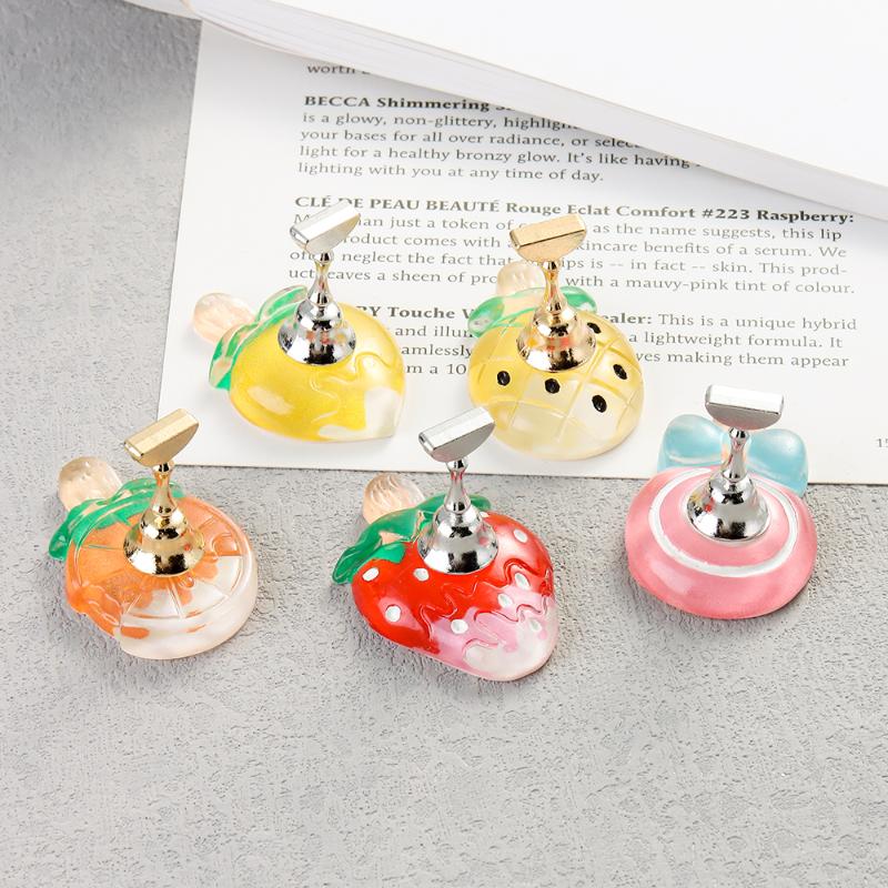 Cute Fruit Strawberry Tray Chess Magnetic Nail Tips Display Stand Acrylic Show Nail Holder Practice Gel Polish Fake Nail Showing