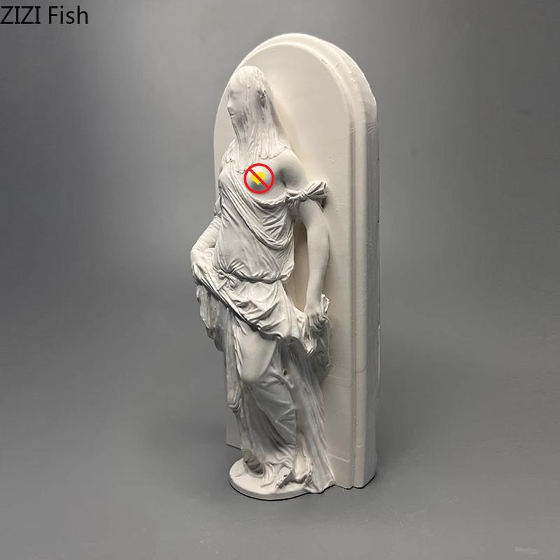 Veiled Girl Figures Plaster Statue Desk Decoration Ornaments Characters Sculpture Sketching Practice Coloring Teaching Tool