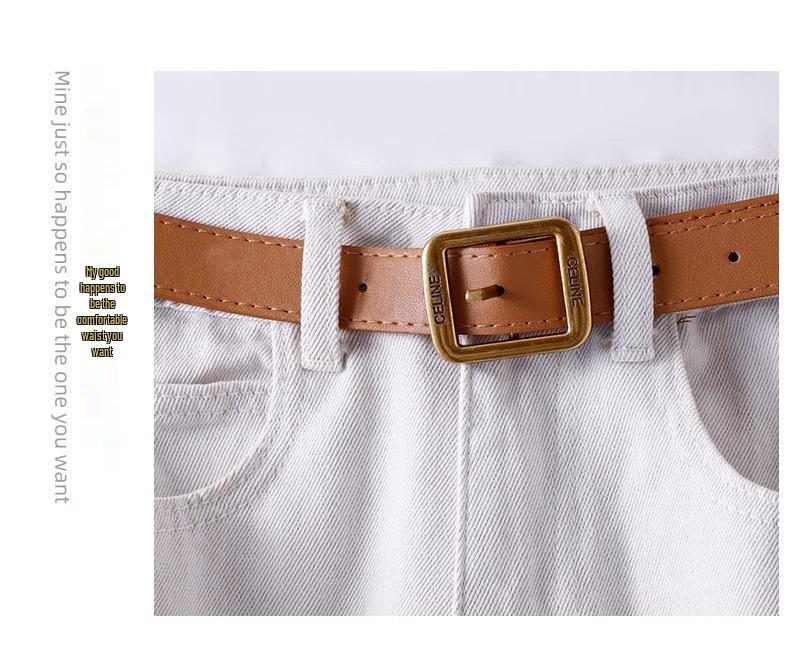 Women's White Wide-Leg High-Waisted Spring Jeans - Casual Loose Straight-Leg Floor-Length Pants