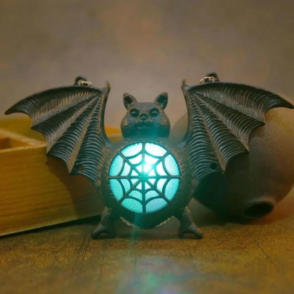2026 New Creative Halloween LED Glowing Bat Hang Ornament Color Gradient Lamp Spooky Bat Doll Ghost Festival Wall Decor Supplies