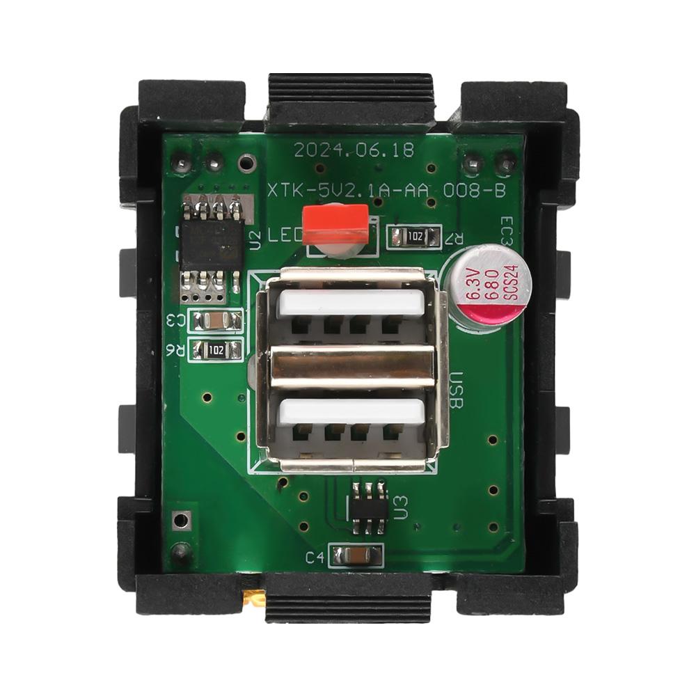 5V 2.1A Dual USB Power Socket Embedded USB Desktop Receptacle AC Power Charging Module QC Fast Charging Interface Socket