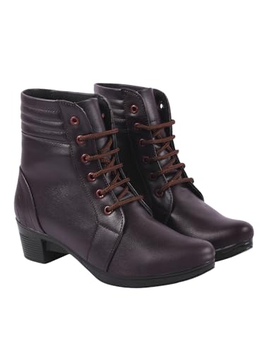 Shoetopia Женские короткие ботильоны на массивном каблуке с нескользящей подошвой, удобные модные ботильоны на щиколотку | Мягкая амортизирующая подошва | Для повседневной носки, вечеринок и зимы EU36 : 21.5CM коричневый