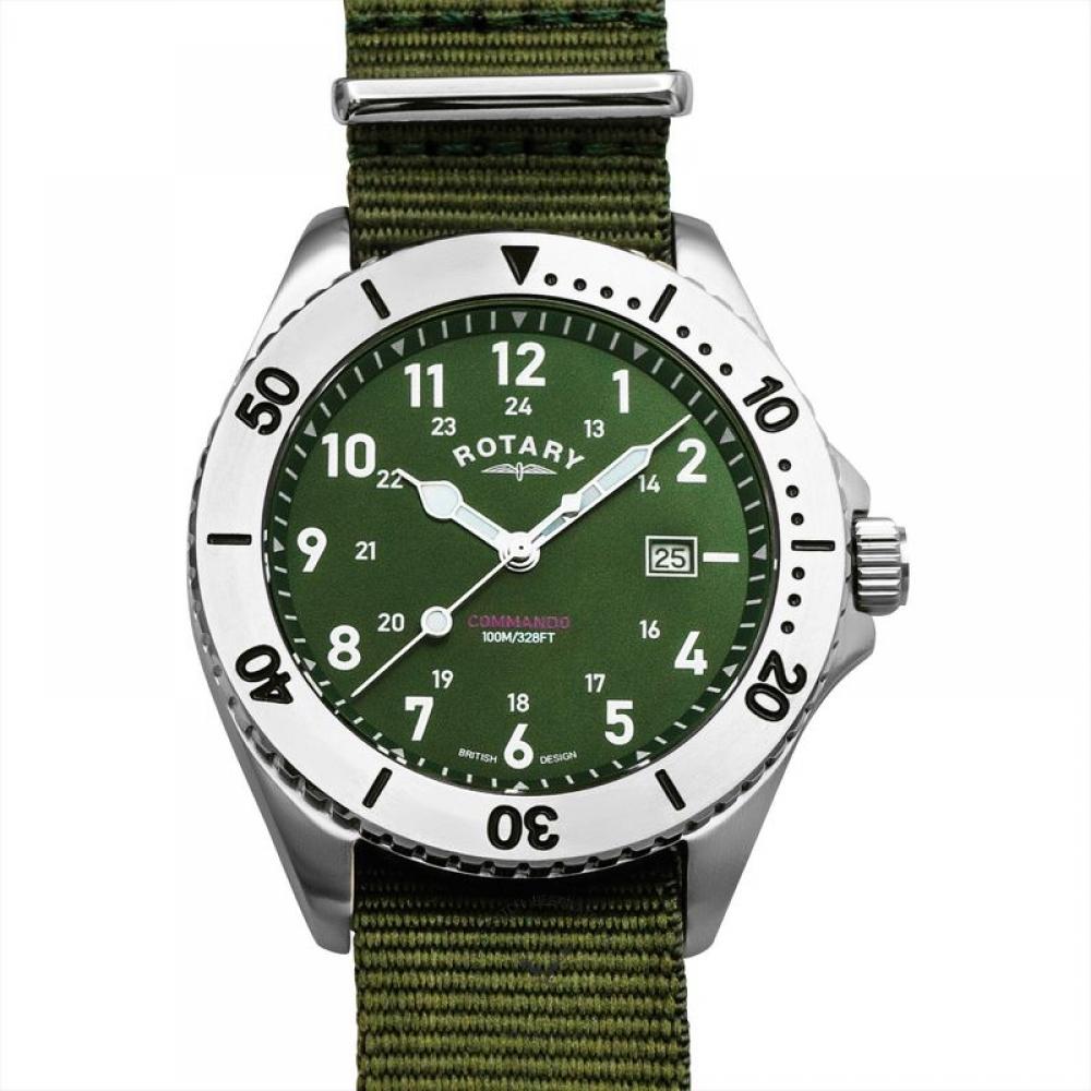 

Мужские часы из нержавеющей стали с вращающимся кварцевым зеленым циферблатом