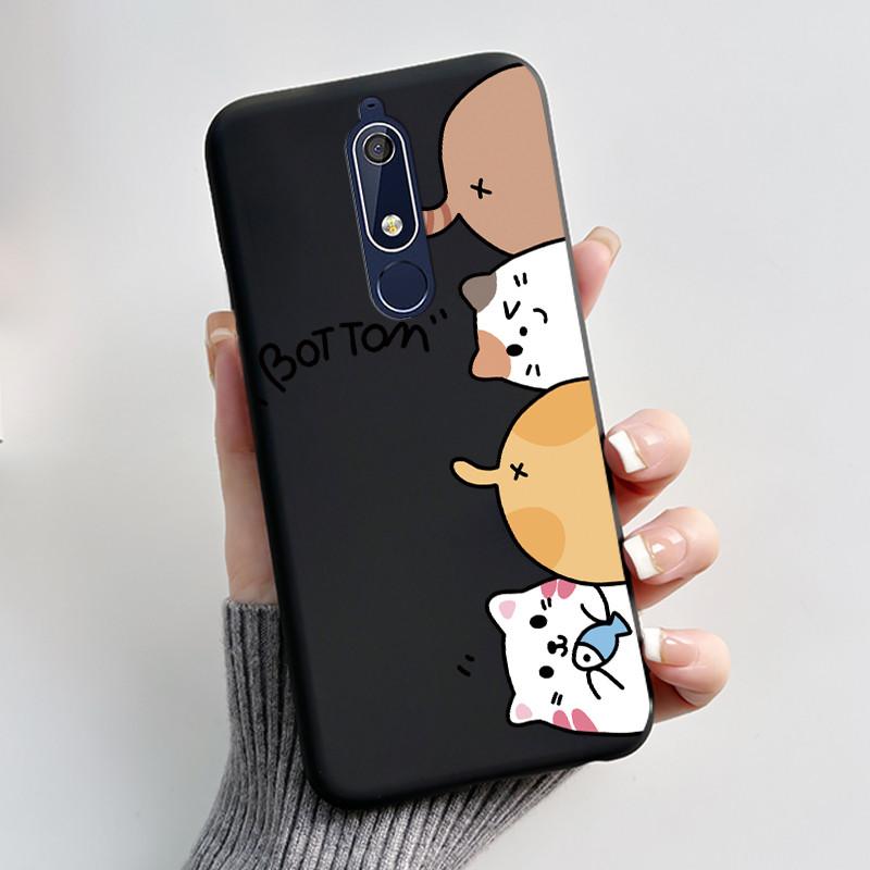 Custodia carina per Nokia 5.1/Nokia 5.1 Plus/Nokia X5/Nokia 5 Cover Shell Stampata Cover Protettiva Silicone Morbido Cartone Animato Nera