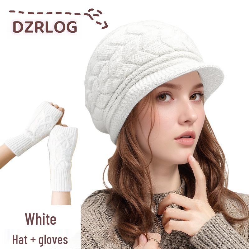 

Жіночий зимовий в язаний беретний набір з теплою флісовою підкладкою, захистом для вух та рукавичками - Мода для жінок середнього та похилого віку