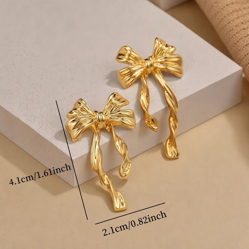 1 Pair of Bohemian Style Long Spiral Bow Earrings, Elegant and Graceful, Suitable for Women's Daily Commuting and Vacation Decoration, Creative Gift