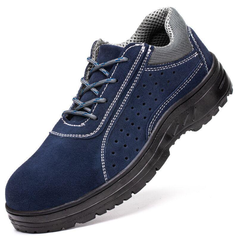 Oulylan Male Breathable Cowhide Safety Shoes Welder Anti-Smash Work Footwear Men Wear Resistant Shoe Steel Toe Security Sneakers