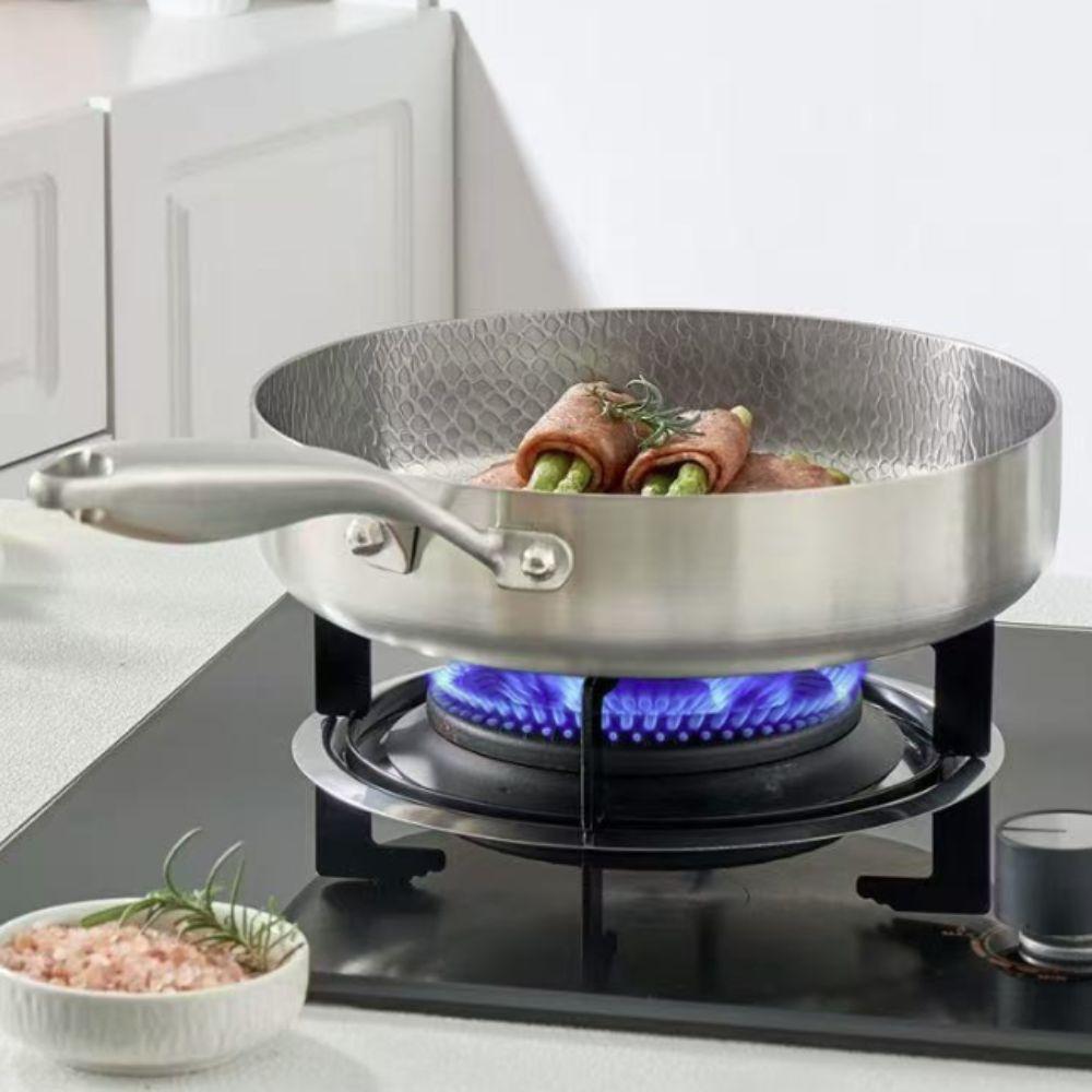 Titanium Zinc Zinc Alloy Hammered Texture Frying Pan Fast Heating Steak Skillet Non-stick Pot  Fried Eggs