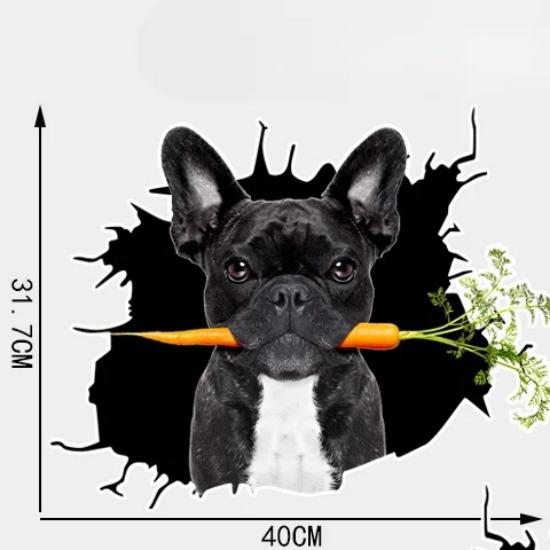 1pc Hole Bulldog Car Stickers Personalized Auto Body Bumper Decals Creative Cartoon Cover Scratches Waterproof Animal Decoration