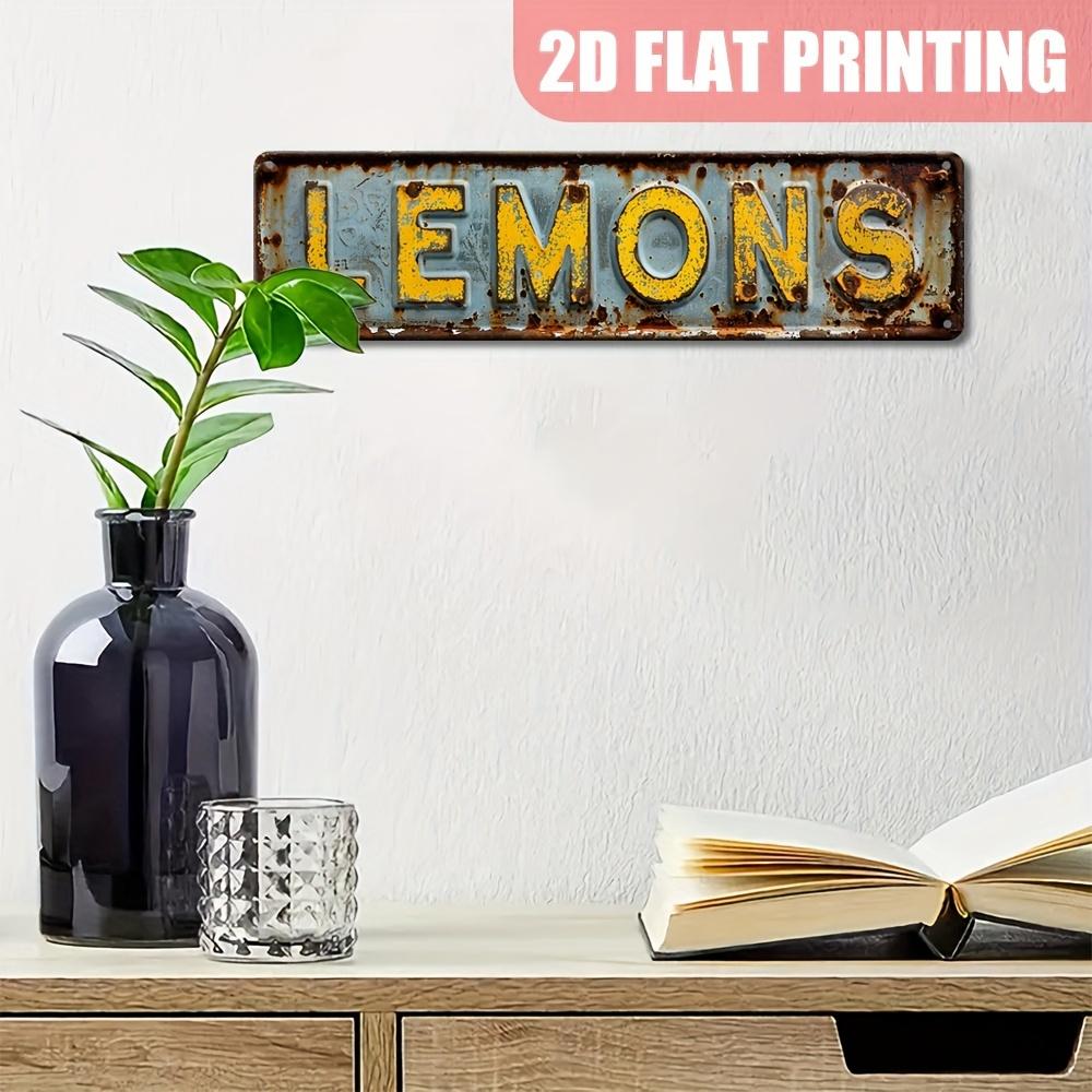 

Винтажная вывеска Лимон - Деревенский 2D плоский печатный алюминиевый настенный декор для дома, Прочная металлическая крафтовая декорация белый
