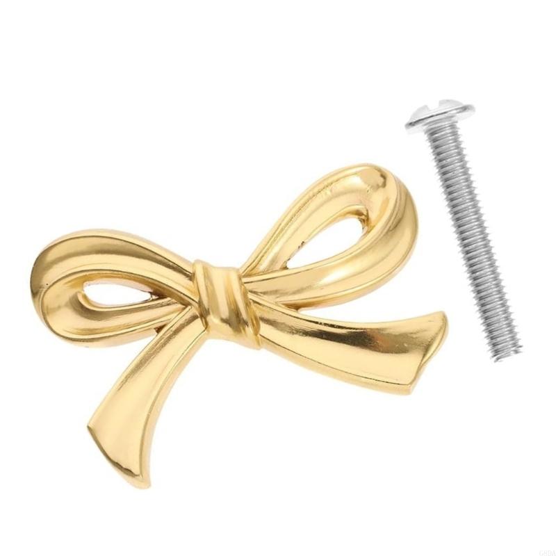 G8DA Gold Bows Cabinet Knob Classical Metal Handles Bedroom Cabinet Handle Rural Dresser Handles for Dressers & Drawers