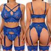 Sexy Bow Exotic Sets Hollow Out Women's Underwear Erotic Cut-out Sexy Lingerie Bra Panty And Garters Lingerie Set Lenceria Mujer