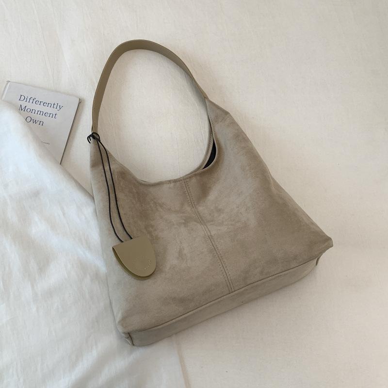 Herbst Retro Tasche Damen Maillard Stil Wildlederoptik Tragetasche Große Kapazität Pendler Freizeit Einzelne Tasche