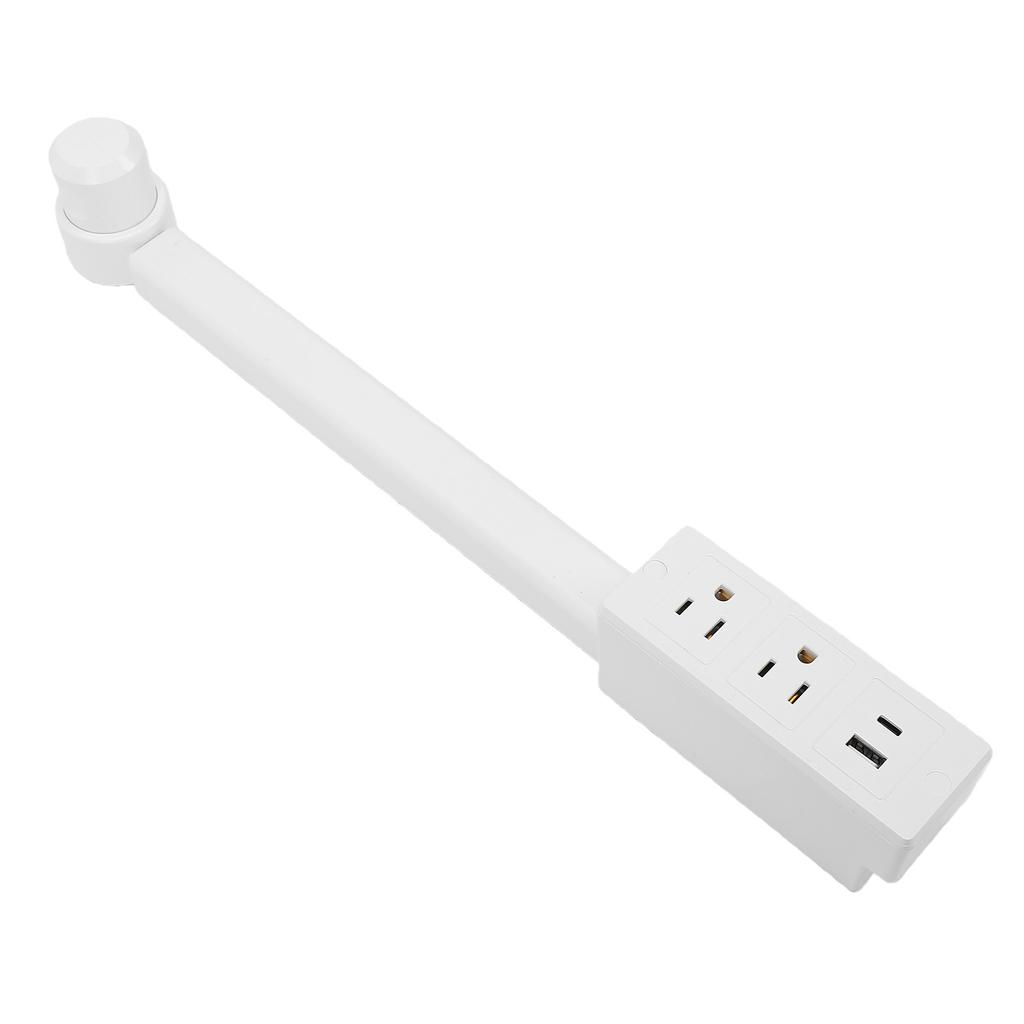 Outlet Extender Stick with 2 AC Outlets USB A Type C Ports 90 Degree Rotating Extendable 17 27in for Nightstands Sofa