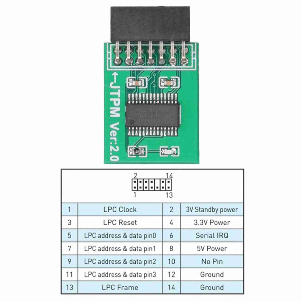 Msi TPM 2.0 Modul TPM 2.0 Modul Starke Verschlüsselung 14-Pin LPC-Schnittstelle TPM-Modulplatine für Win11 Grün