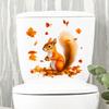 Creative Squirrel & Maple Leaf Toilet Stickers, Waterproof Removable Decals for Bathroom Home Wall Decor