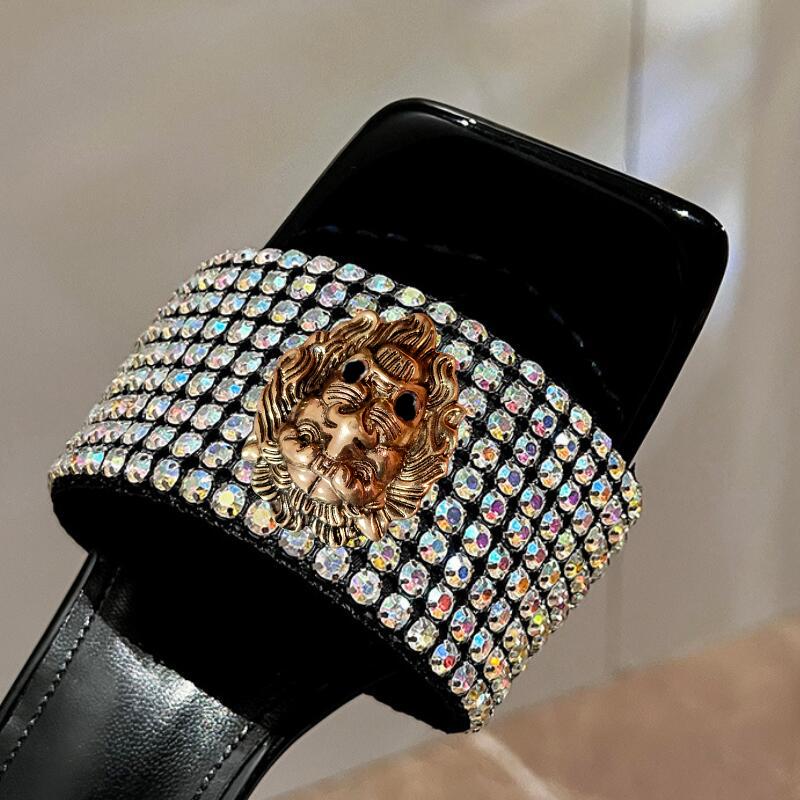 Princess Flip-Flops Marken Designer Lässige Hausschuhe Damen Strass Luxus Sandalen Übergröße 43 T7