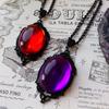 Gothic Vampire Necklace Vintage Stardust Cameo Pendant Necklace Punk Style Vampire Pendant Oval Satanic Demon Necklace