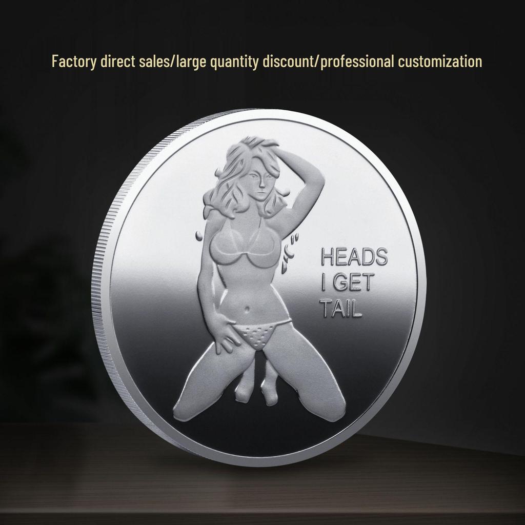 Insigne Pièce en Argent Plaqué Or Fille Sexy Russe