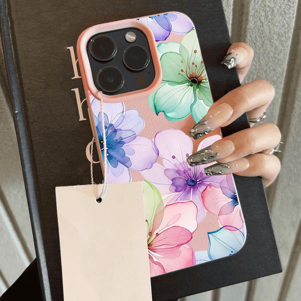 Lichee leather pattern Phone Case For HOT Cool Flower Lily Luxury iPhone 17 16e 16 15 14 13 12 11 Air Pro Max Plus X XR XSMax
