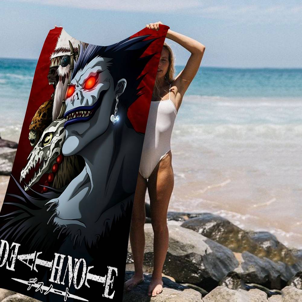 Classic Vintage Anime D-death N-Note Microfiber Blanket Quick Drying Beach Towels Oversized Printing Super Absorbent Pool Towel W30*H60(CM)