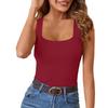 Summer Women's Vest Outer Square Collar High Elastic Slim Sexy Sleeveless Top