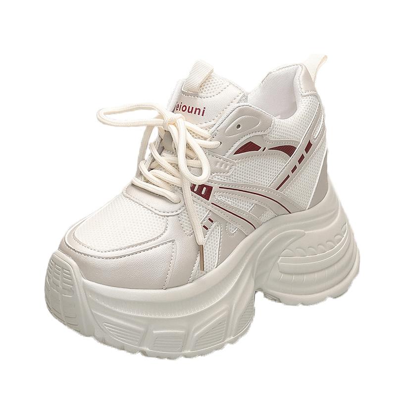 Women's Dad Shoes 2025 New Summer Breathable Mesh High Top Boost Sports Shoes Thick Bottom Heightening Net Surface Shoes