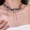 Trendy Cross Rivet Tassel Pearl Choker Necklace