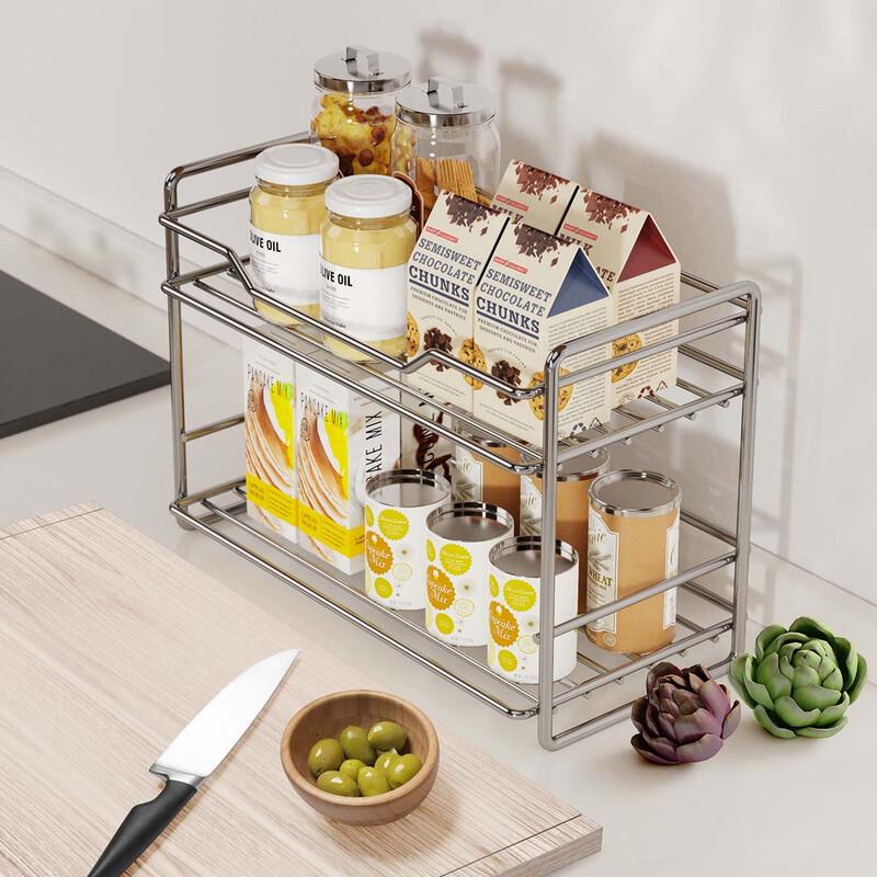 Modern 2-Tier Stainless Steel Countertop Spice Rack