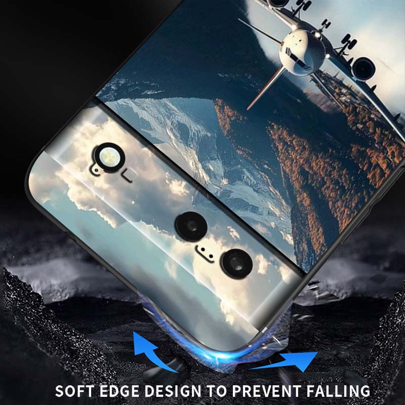 Moderne Flugzeugmuster Handyhülle Für Google Pixel 10 9a 9 8A 8 7 7A 6 6A Pro XL 2024 5G Schwarz Weiches TPU Silikon