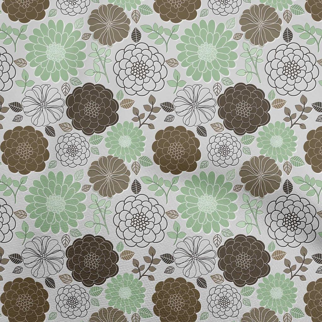 oneOone Cotton Flex Gray Fabric Floral Retro Sewing Material Print Fabric By The Yard 40 Inch