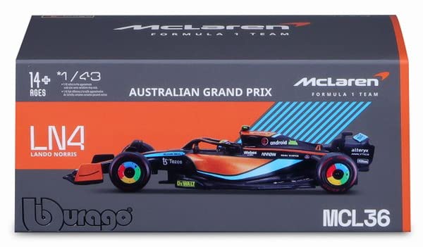 Bburago McLaren F1 Team MCL36 Norris with Driver Finished Product 1/43 (2022) No.4 L.