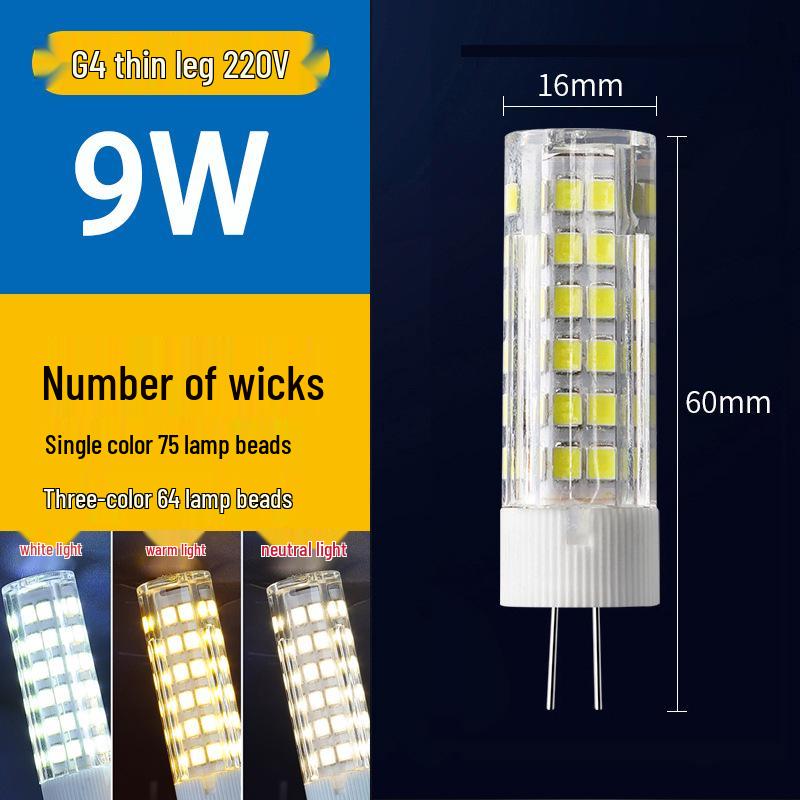 High Brightness G9 LED Pin Bulb, Flicker-Free, Energy-Saving, 220V Ceramic Corn Design.