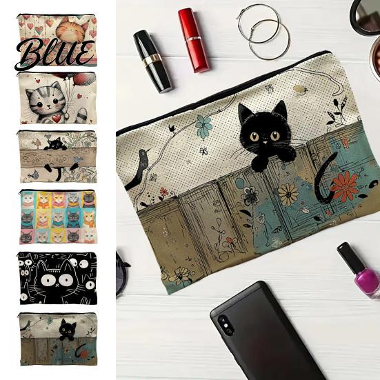Durable Stitched Bag Cat Printed Storage Bag with Smooth Zipper