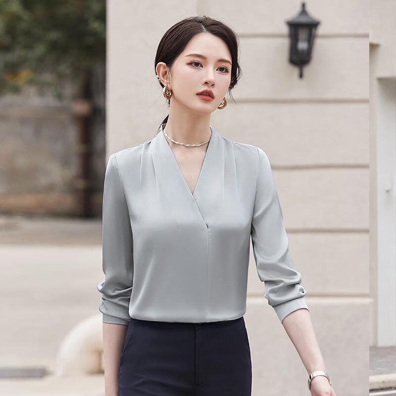 

Women s V-Neck Long Sleeve Commuter Blouse 4XL