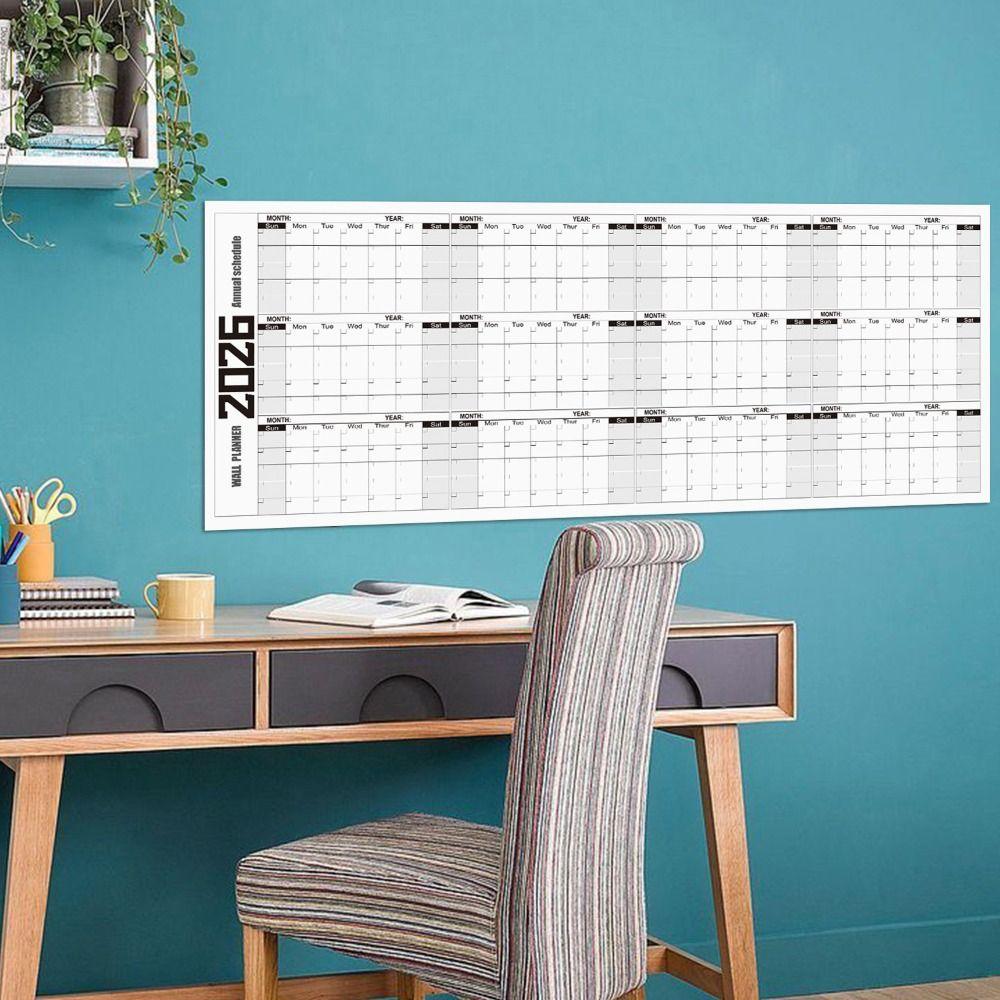 Colorful Large Size Calendar 42x100cm 12 Month Calendar Durable Monthly Planner Calendar  Home Use