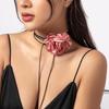 Retro Floral Fabric Choker with Tassel Necklace